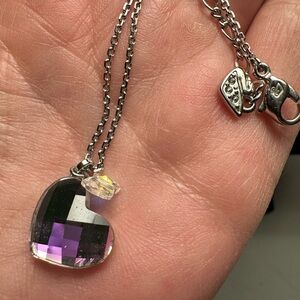 Elegant Purple Heart Pendant Necklace Swarovski